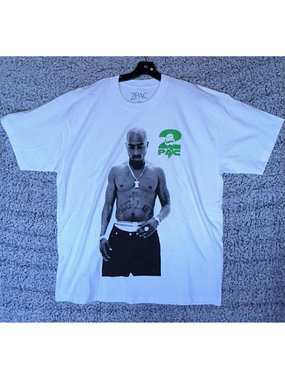 2Pac Tupac Shakur Graphic T-Shirt Mens 2XL White Rap Hip Hop Tee
